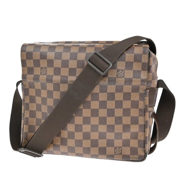 LOUIS VUITTON Naviglio Shoulder Bag Damier Ebene Leather Brown N45255 84KA984 - Picture 1 of 15